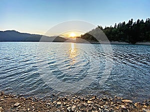 Njupac beach on Lokvarsko lake in Gorski kotar - Lokve, Croatia / KupaliÃÂ¡te NjupaÃÂ na Lokvarskom jezeru u Gorskom kotaru